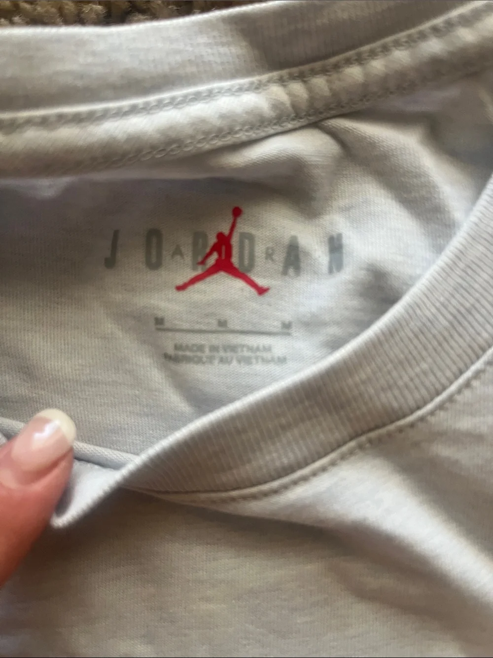 Jordan White Tee with Sky Blue Script Logo